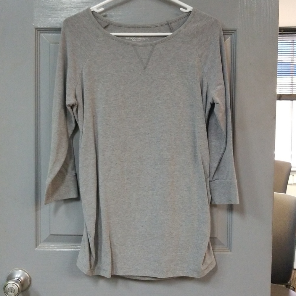 3/4 Sleeve Gray Maternity Top